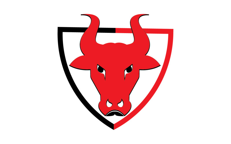 Símbolo criativo de design de logotipo de cabeça de touro escudo zangado 23