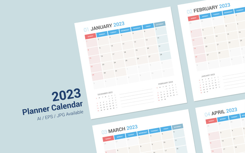 Calendrier 2023 Planner Design[Dimanche]