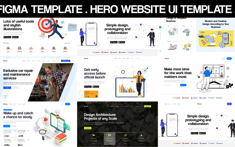 Design de interface do usuário do cabeçalho do herói Figma