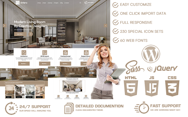 Intero – тема WordPress для дизайну інтер’єру та архітектури