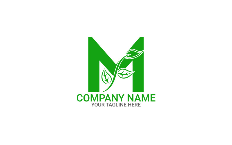 Logo de lettre M feuille verte nature