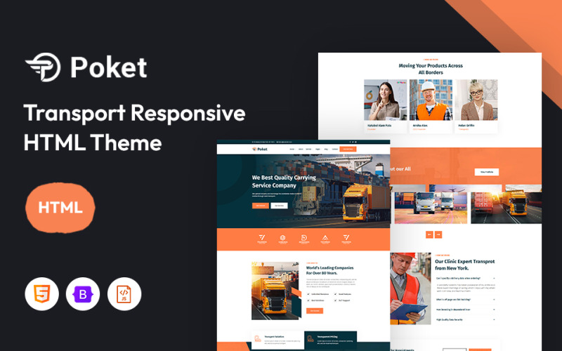 Poket - Modello di sito Web reattivo per trasporti e logistica