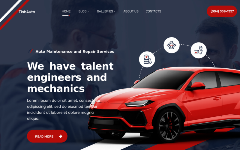 TishAuto - тема WordPress для технического обслуживания автомобилей