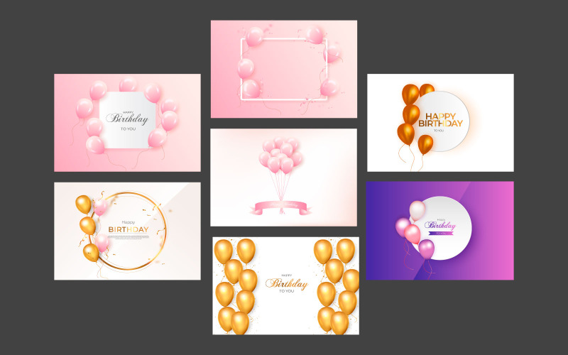 Conjunto de modelo de banner de vetor de aniversário. Feliz aniversário para você design de plano de fundo