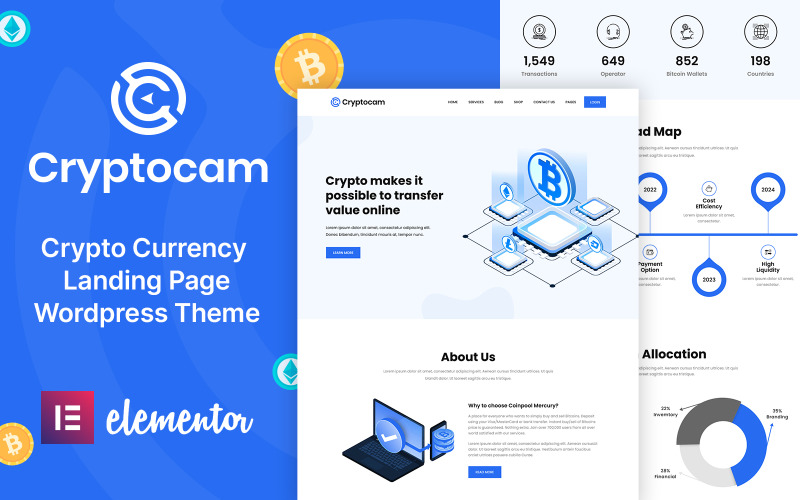 CryptoCam - Criptomoeda e Finanças WordPress Tema