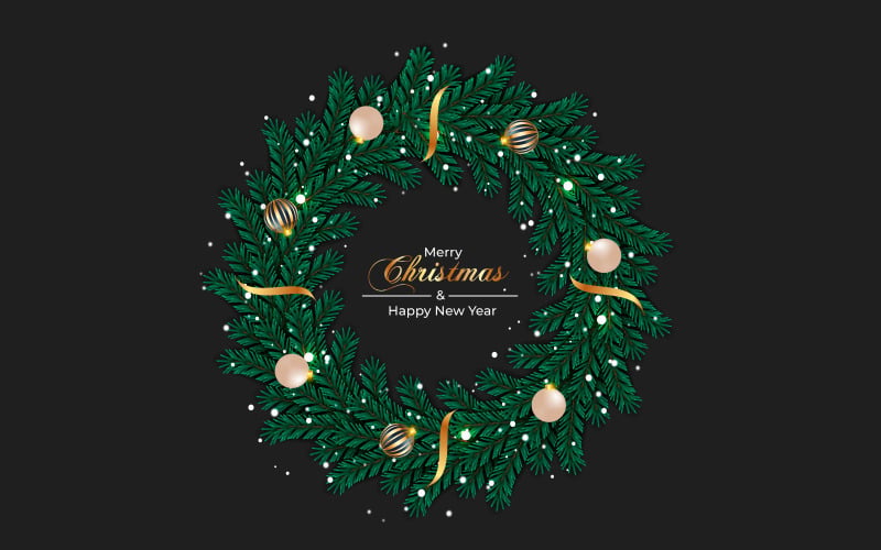 Ghirlanda di Natale e decorazione di ghirlande con stella di ramo di pino e palla di Natale