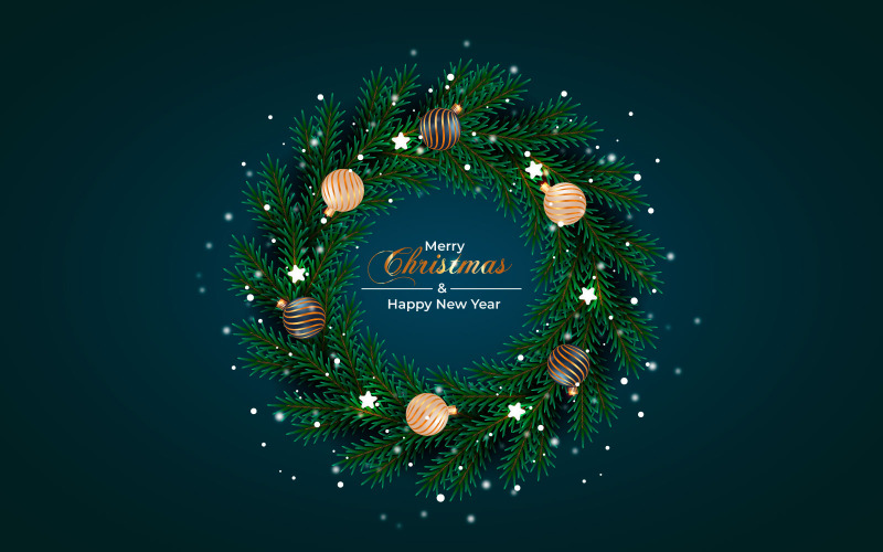 Kerstkrans en kransdecoratie met kerstballen en sterren