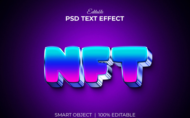 NFT Upravitelný 3D Textový Efekt Ilustrace