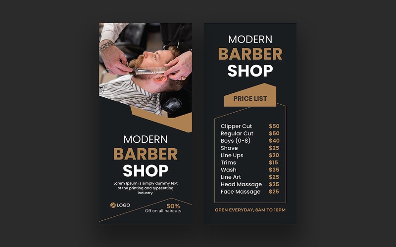 Beauty Barbershop Rack Card Template