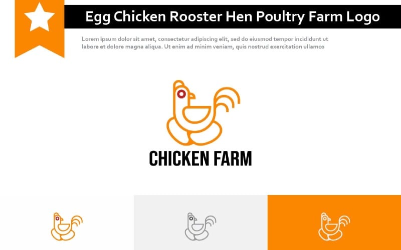Egg Chicken Rooster Hen Poultry Animal Farm Line Logo