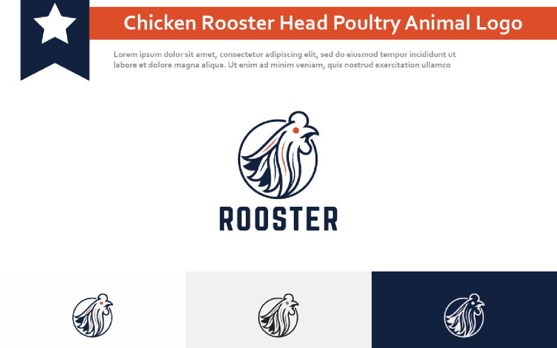 Logo della fattoria degli animali del pollame della testa del gallo del pollo