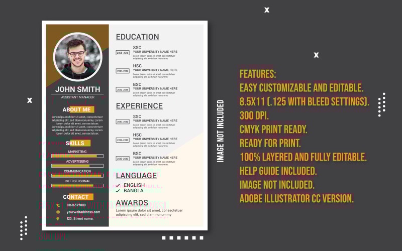 Modello di curriculum modificabile minimalista creativo