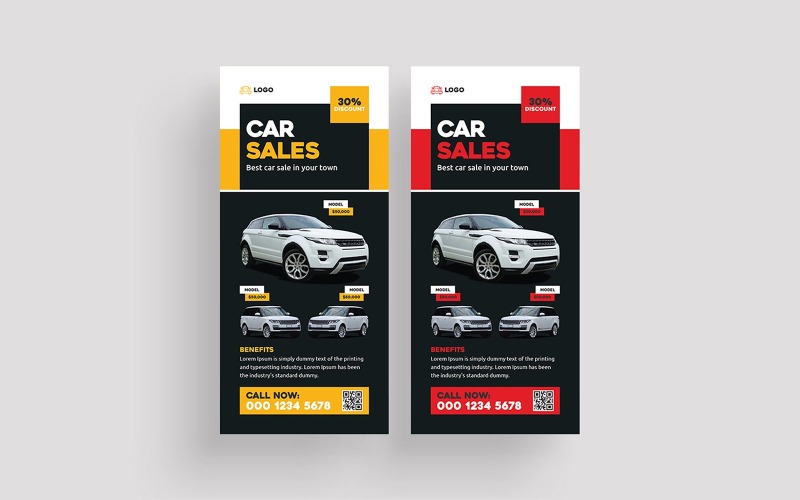 Modern Car Sale Rack Card Design