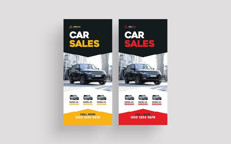 Plantilla de tarjeta informativa de venta de autos
