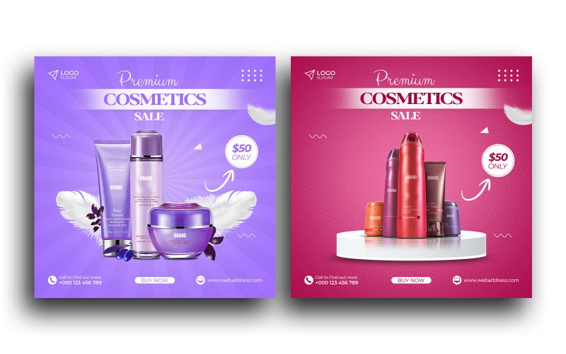 Kozmetik satışı güzellik ürünleri satışı sosyal medya sonrası instagram afiş şablonu