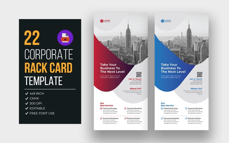 Paquete de tarjetas informativas corporativas modernas
