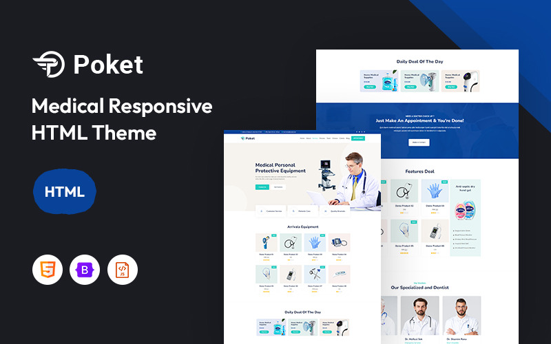 Poket - Modello di sito Web reattivo per il servizio medico