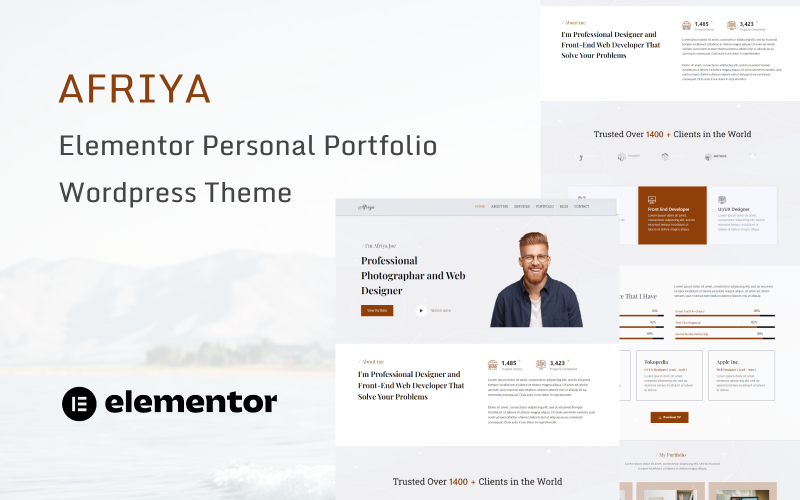 Afriya — тема WordPress для личного портфолио, резюме и резюме