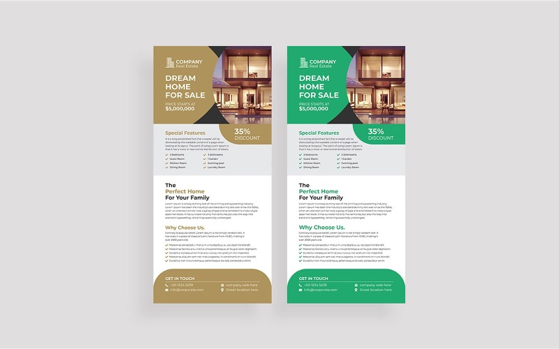 Diseño de tarjeta informativa de bienes raíces