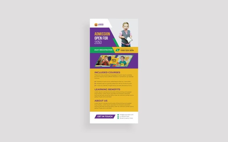 Kids School Admission Rack Card Design