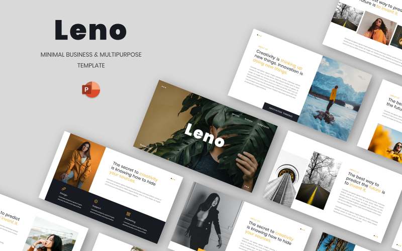 Leno — minimalistyczny biznesowy i uniwersalny szablon Powerpoint