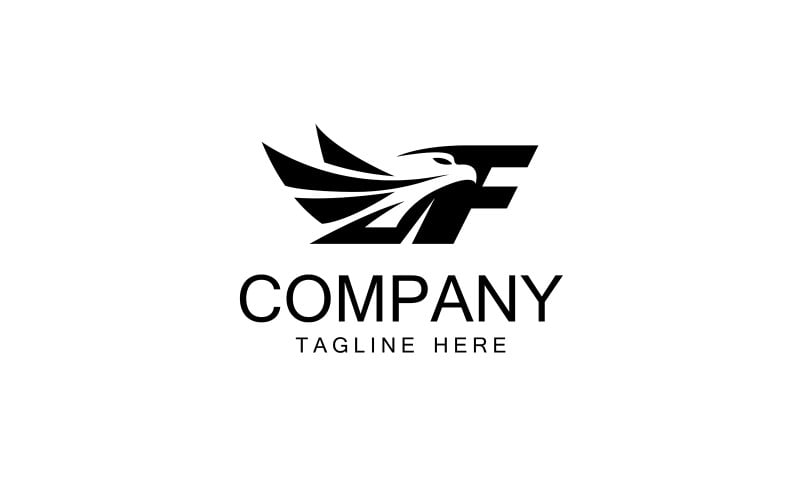 Logotipo do falcão com o conceito da letra F