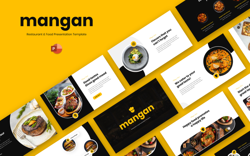 Mangan - Powerpoint-presentatiesjabloon voor restaurant en eten