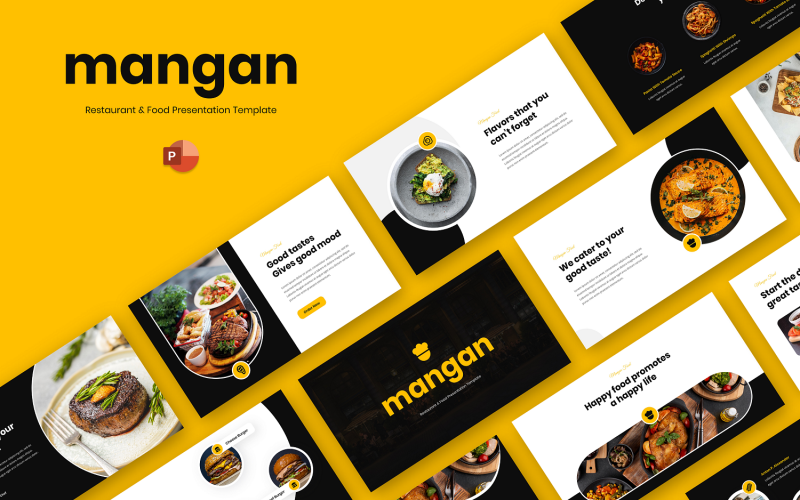 Mangan - Ресторан і їжа Шаблон презентації Powerpoint