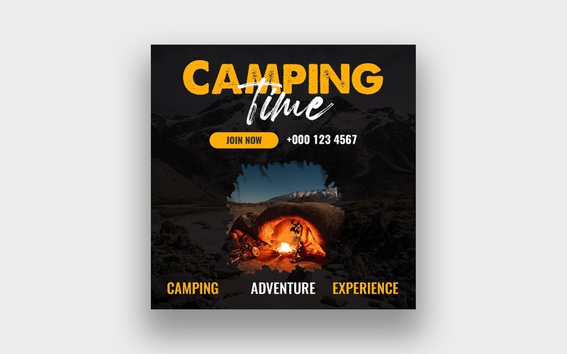 Conception de publication de médias sociaux de camping