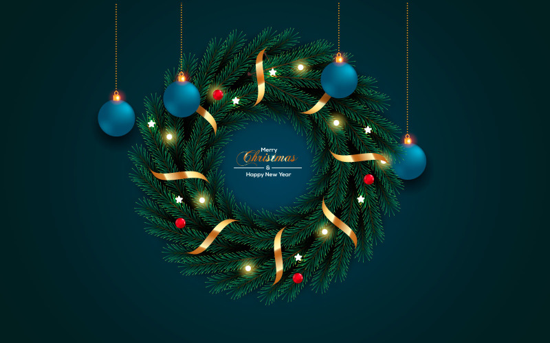 Meilleure guirlande de voeux de noël avec conception de vecteur de guirlande de vacances décorées