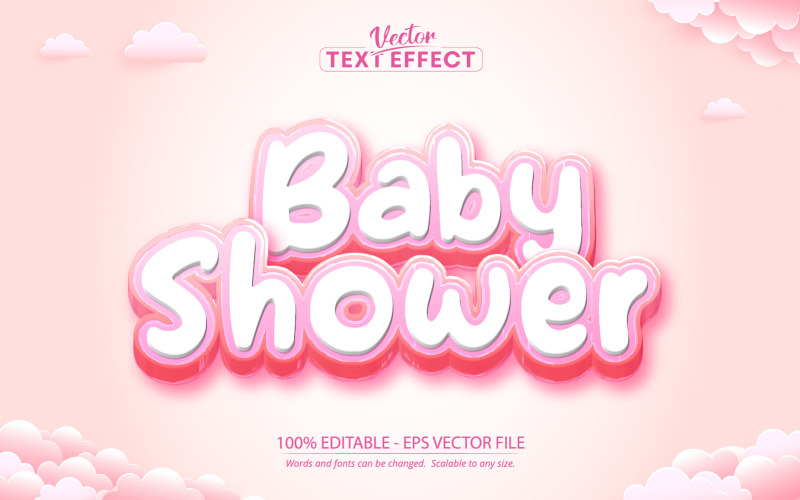 Baby Shower - szerkeszthető szövegeffektus, rajzfilm és játék szövegstílusa, grafikus illusztráció