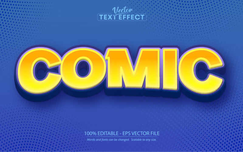 Comic - редактируемый текстовый эффект, мультяшный и игровой стиль текста, графическая иллюстрация