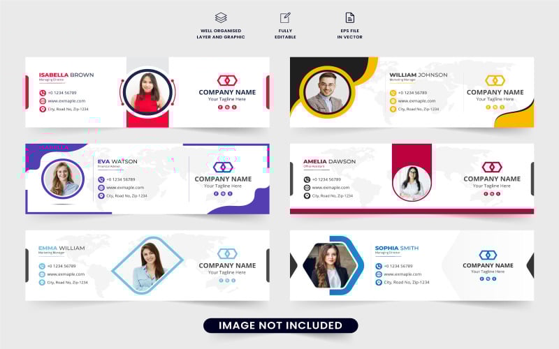 Design de modelo de assinatura de e-mail comercial