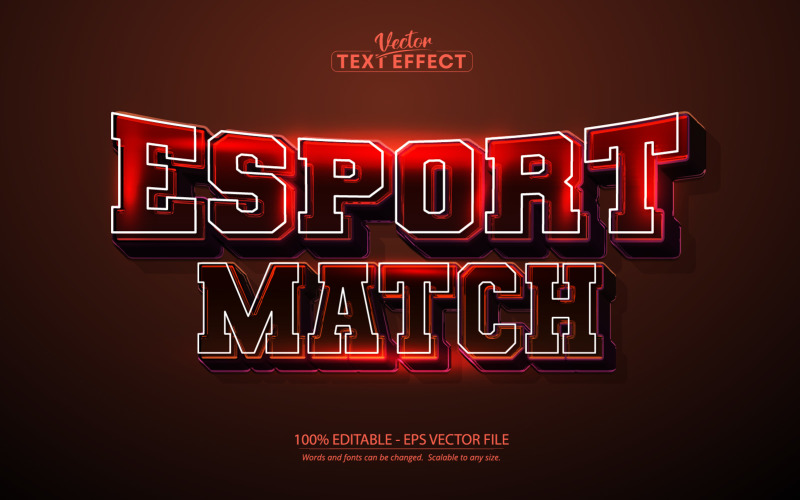 Esport Match - Efeito de texto editável, estilo de texto de equipe e esporte, ilustração gráfica