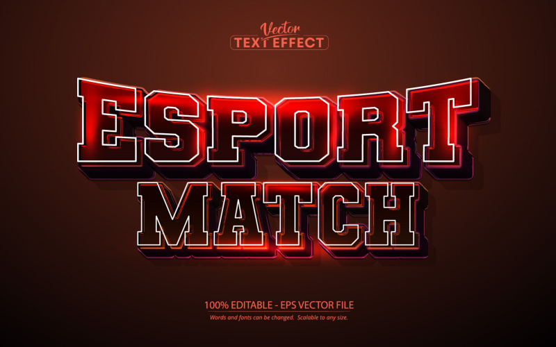 Esport Match – szerkeszthető szövegeffektus, csapat és sport szövegstílus, grafikus illusztráció