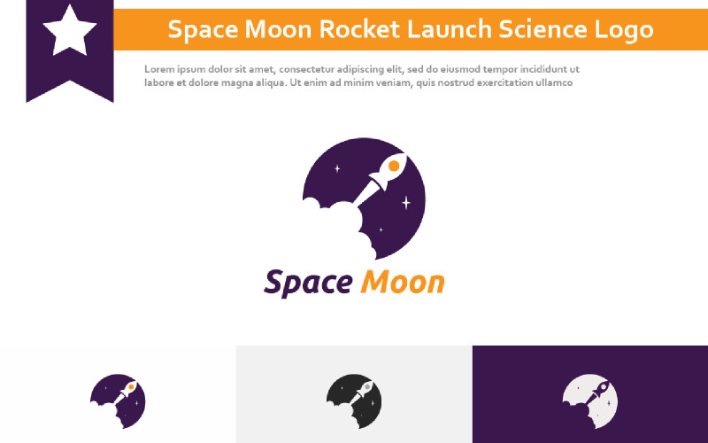 Lançamento do foguete Space Moon Explore Adventure Science Logo