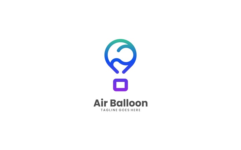 Logotipo de gradiente de arte de linha de balão de ar