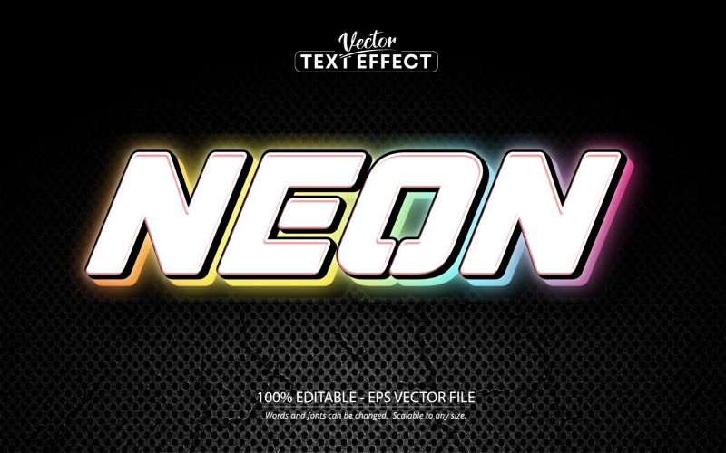 Neón: efecto de texto editable, estilo de texto de luces de colores de neón, ilustración gráfica
