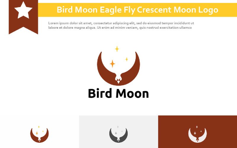 Oiseau Lune Aigle Ailes Mouche Etoiles Crescent Moon Logo