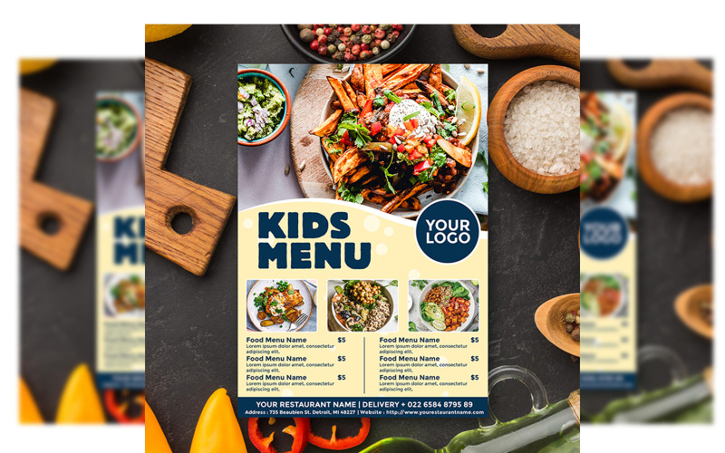 Speisekarte für Kinder – Flyer-Vorlage Nr. 3