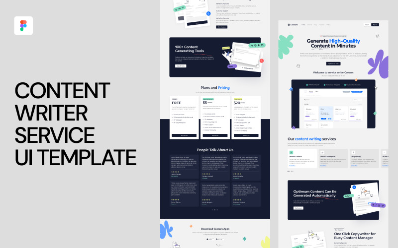 UI-sjabloon voor Content Writer-service