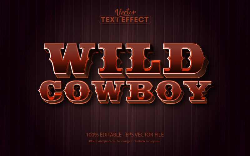 Western - Effetto di testo modificabile, stile di testo vintage e retrò, illustrazione grafica
