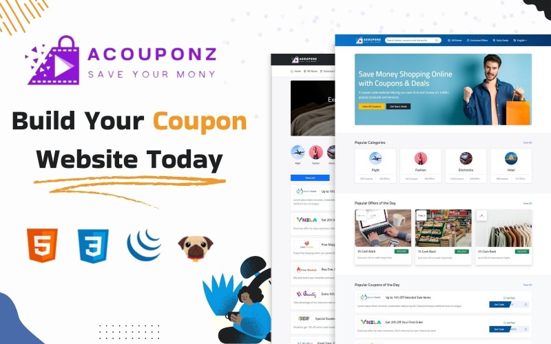 AcouponZ - Dagelijkse deals & couponcodes Bootstrap-sjabloon