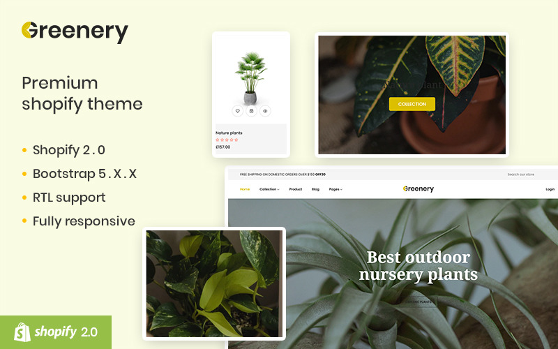 Greenery – A kültéri növény Shopify e-kereskedelmi téma