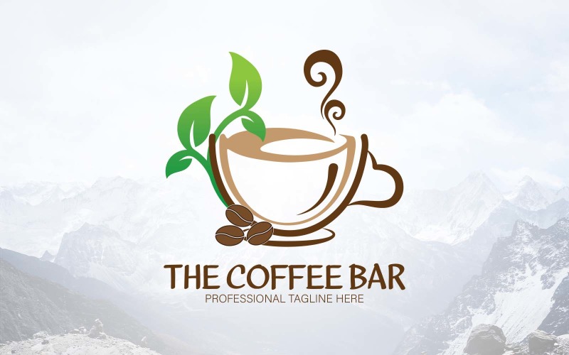 Logotipo decorativo del grano de café The Coffee Bar - Identidad de marca