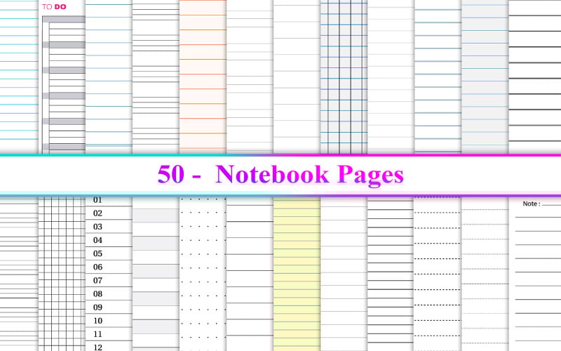 Notebook-Seiten für Low Content KDP Interior, Notebook-Seitenhintergrund