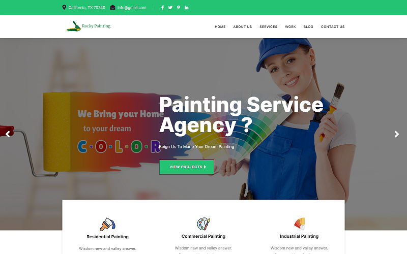 Rocky - Modelo HTML5 de aterrissagem de serviços de pintura