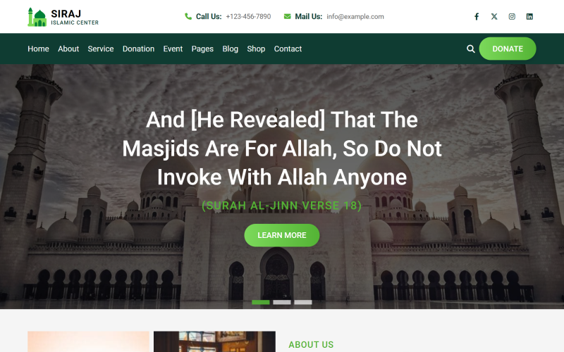 Siraj - Islamisches Zentrum HTML5-Website-Vorlage
