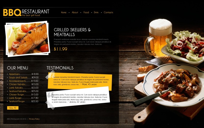 BBQ Restaurant webbplats mall