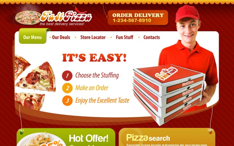 Plantilla de sitio web de pizza